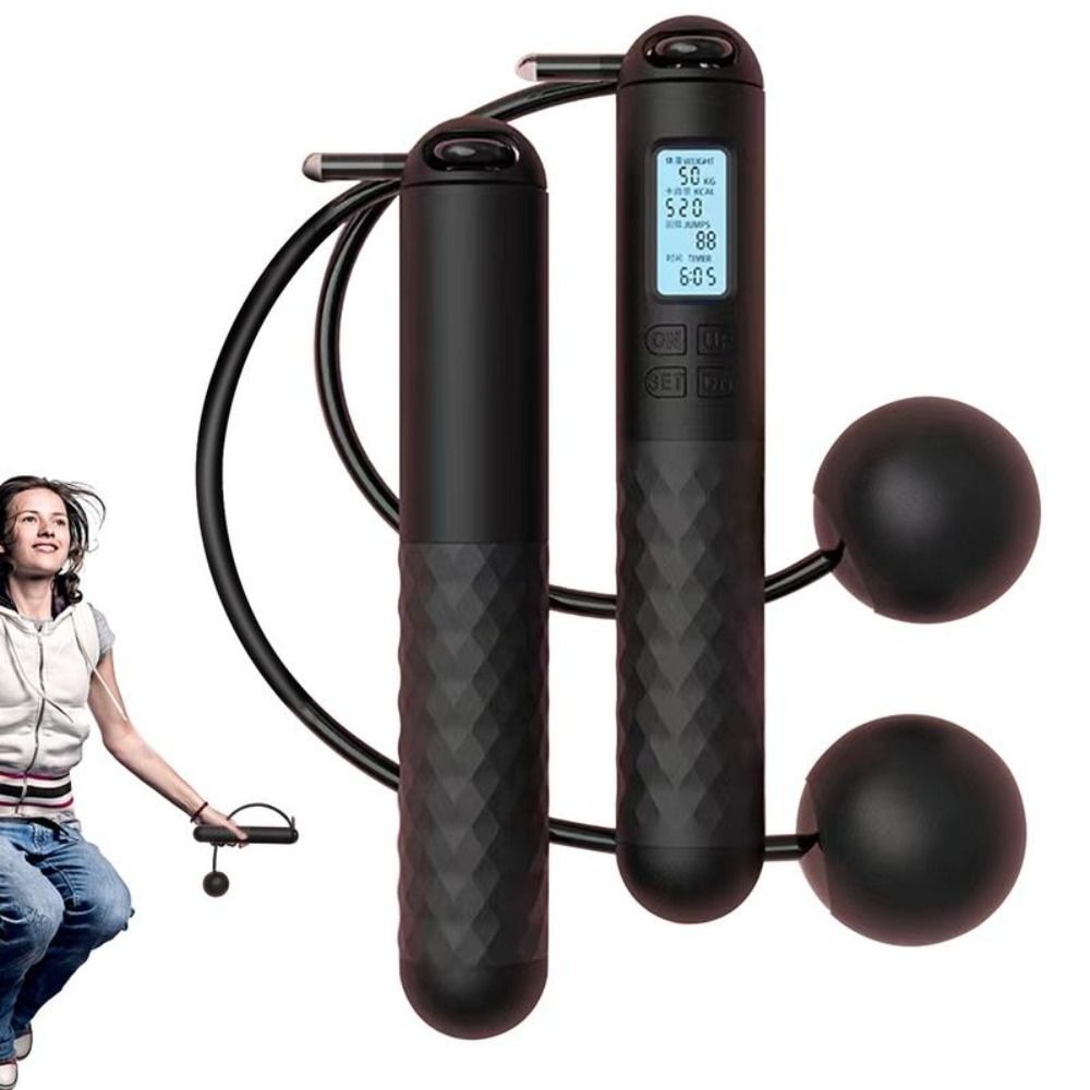 Smart Jump Rope Digital Counter - ポータブルコードレスロープレス縄跳びカウンター付き滑り止めカウント縄跳びスマート減量デジタル縄跳び家庭用