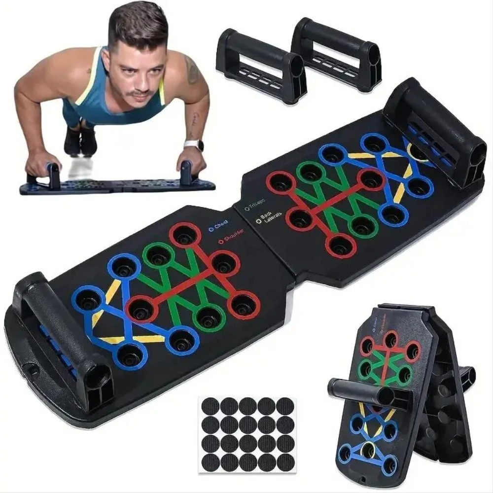 Push Up Board Foldable Multi Function - 持ち運び可能な多機能プッシュアップボードセット。ハンドル付きで、折りたたみ可能。胸、腹、腕、背中のトレーニングに最適なフィットネス器具。