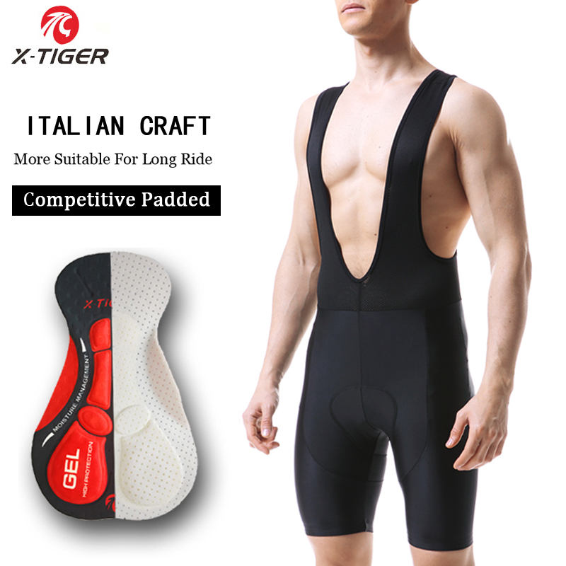 Padded Cycling Shorts 5D Gel - X-Tiger-男性用の通気性のあるサイクリングビブショーツ,パッド入りジェルパッド付き,マウンテンバイク用,MTB