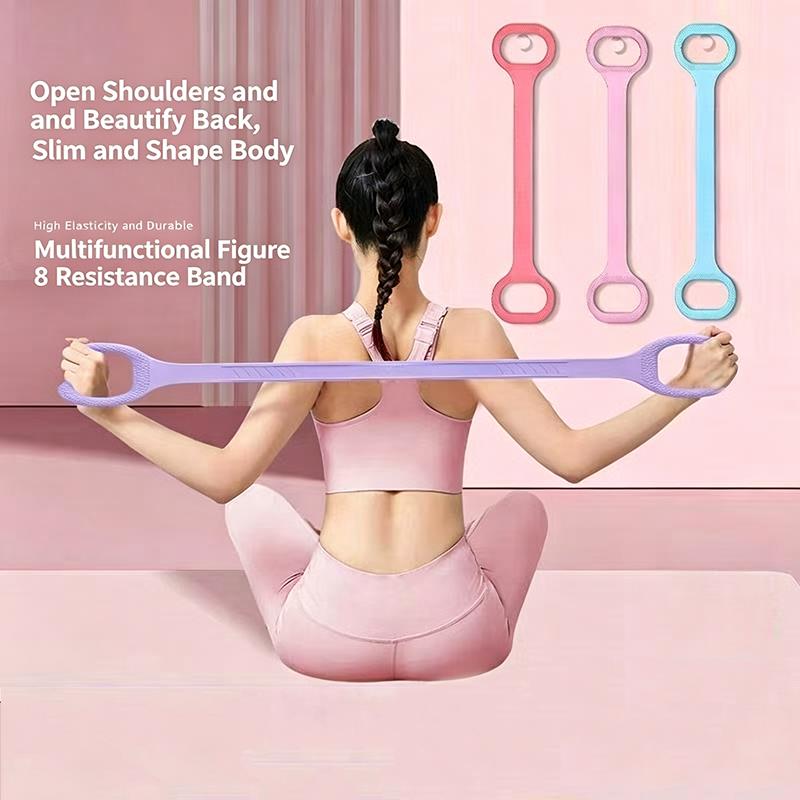 Pilates Bar Kit With Resistance Bands - 1/3 個 8 形状の抵抗バンド、背中と腕のトレーニング用ヨガストレッチフィットネスバンド、フィットネスプルロープピラティストレーニングジムツール