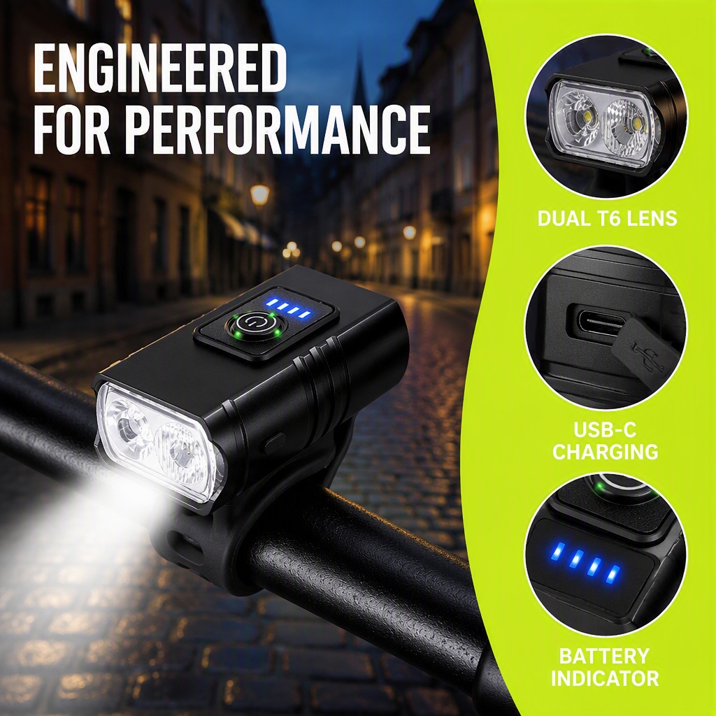 Rechargeable Bicycle Headlight 1000 Lumen - 自転車ライト USB充電式 LED自転車ヘッドライト 1000ルーメン IPX6防水 MTBフロントライト