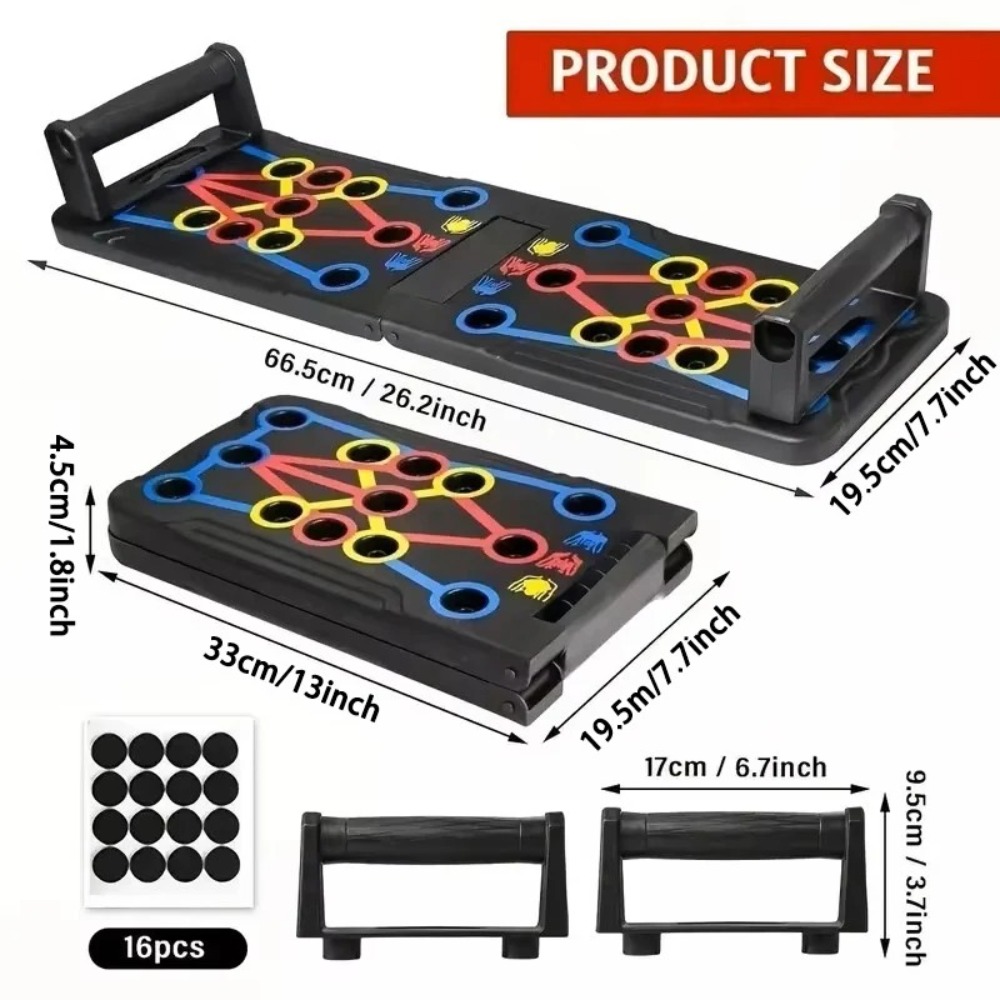 Push Up Board Foldable Multi Function - ハンドル付きポータブル多機能プッシュアップボードセット、胸、腹部、腕、背中のトレーニング用の折りたたみ式フィットネス機器。