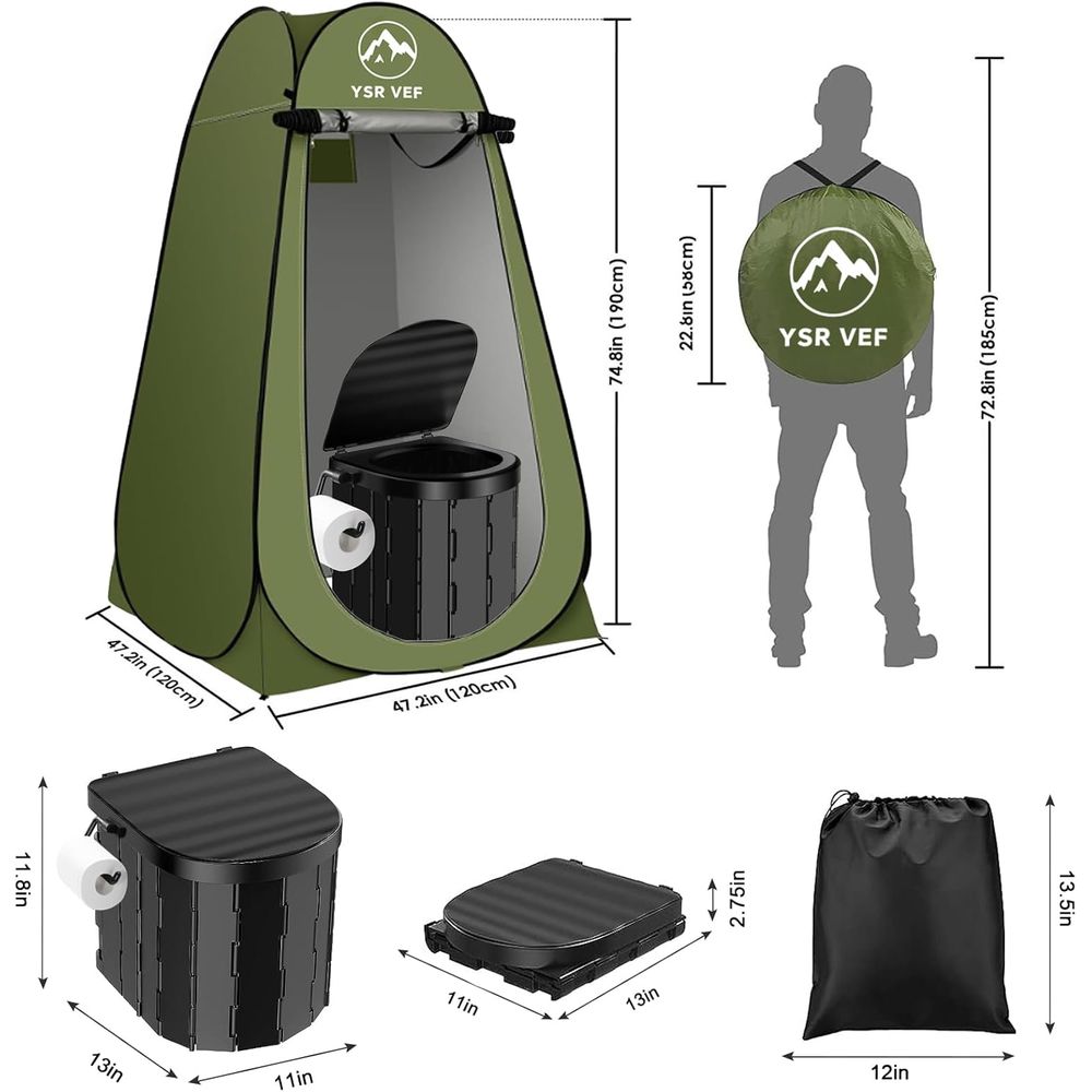 ポータブルトイレキット、ポップアップ式プライバシーテントとう - Camping のレビューと価格