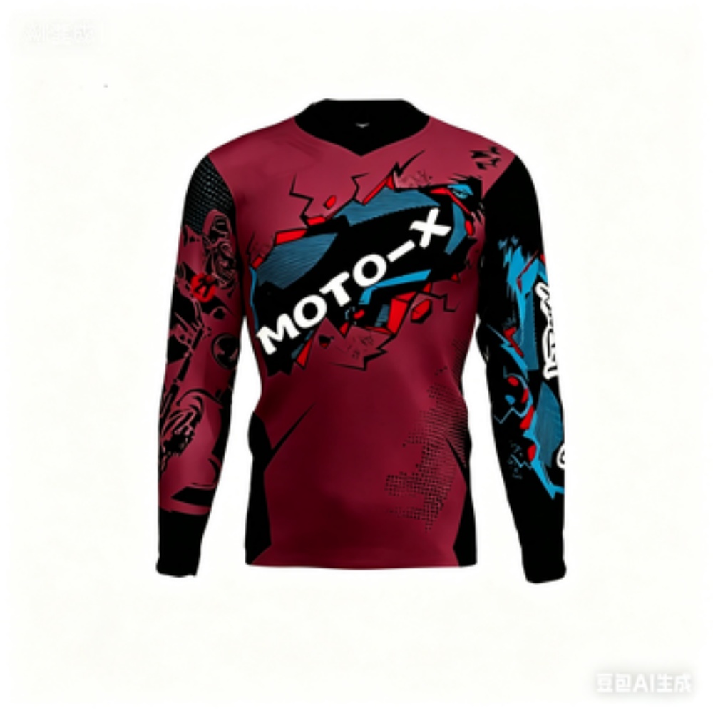 MOTO-X テーマの長袖スポーツトップ、通気性があり快適、 - Cycling のレビューと価格