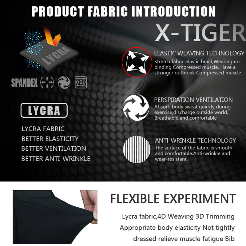 X-Tiger-男性用の通気性のあるサイクリングビブショーツ - Padded Cycling Shorts 5D Gel のレビューと価格