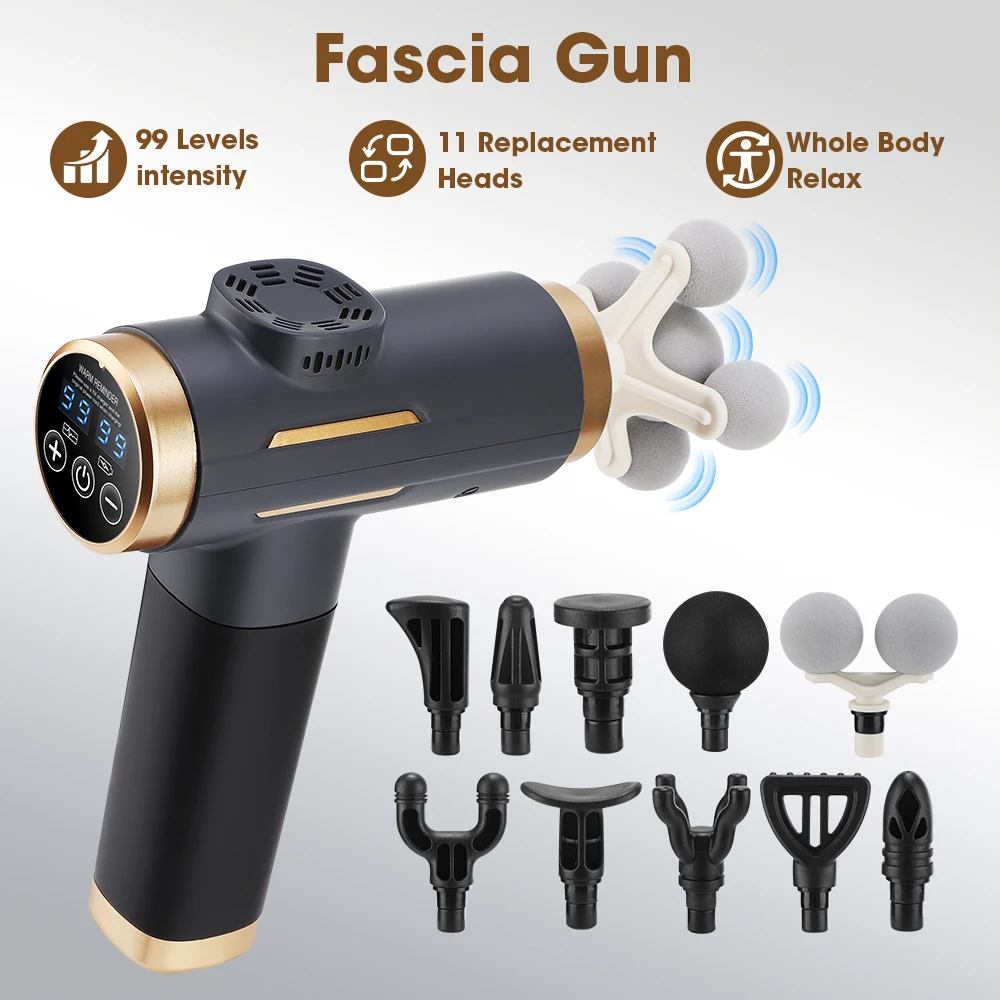 電動筋膜ガン 24W 99段階調整可能 11種類の交換ヘッド - Electric Massage Gun Deep Tissue のレビューと価格