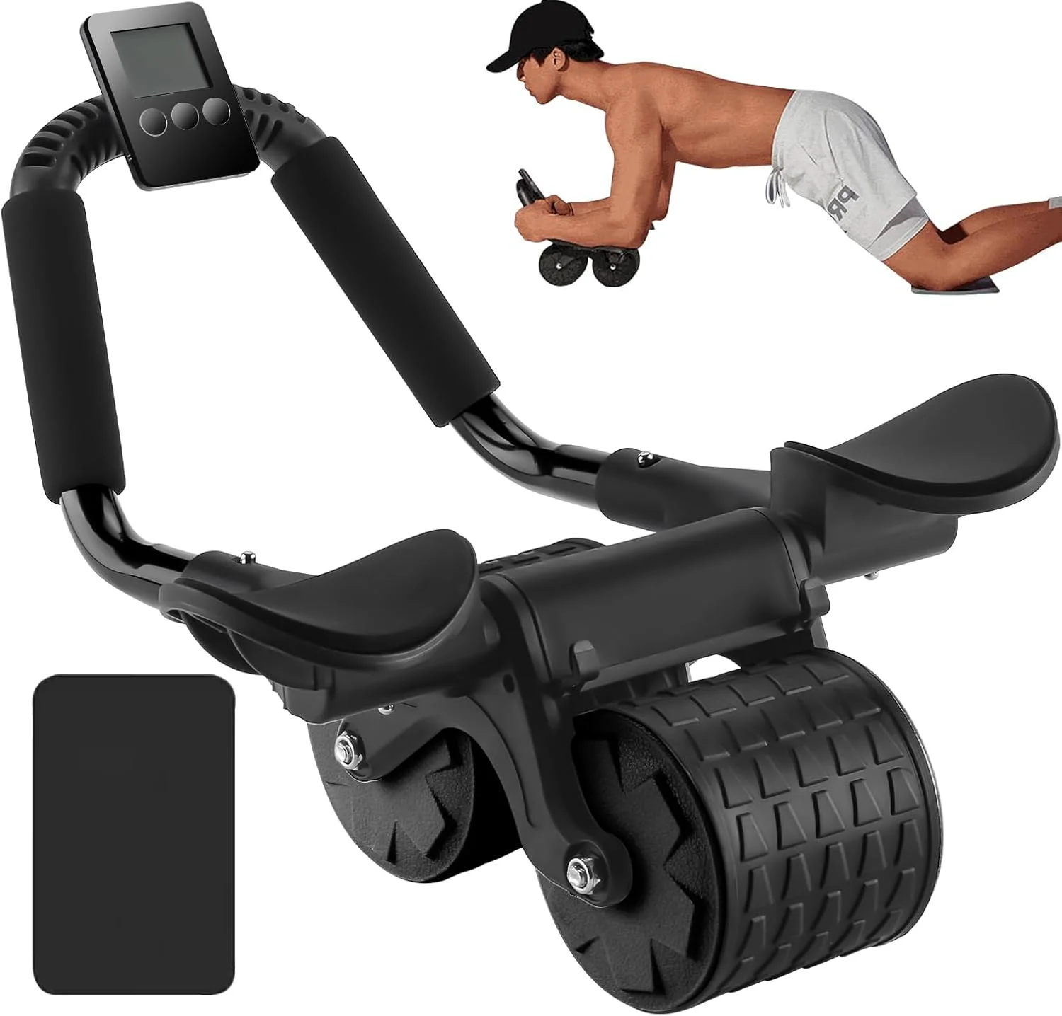 肘当て付き、自動リバウンド機能搭載の腹筋ローラー。カウンター - Ab Roller Wheel With Elbow Support のレビューと価格