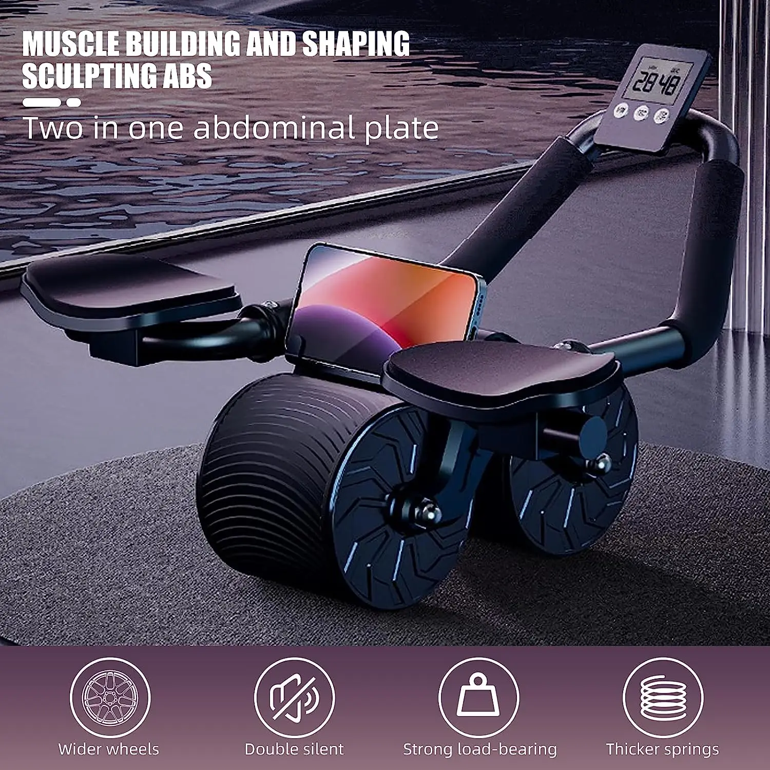 肘当て付き、自動リバウンド機能搭載の腹筋ローラー。カウンター - Ab Roller Wheel With Elbow Support のレビューと価格