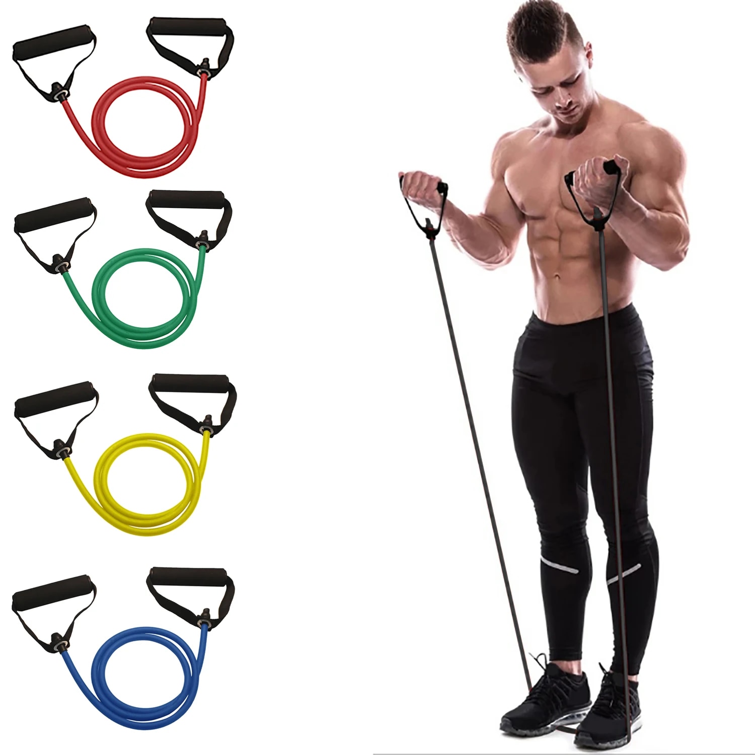 ハンドル付きレジスタンスバンド、エクササイズバンド、男性女性 - Resistance Bands Set With Handles のレビューと価格