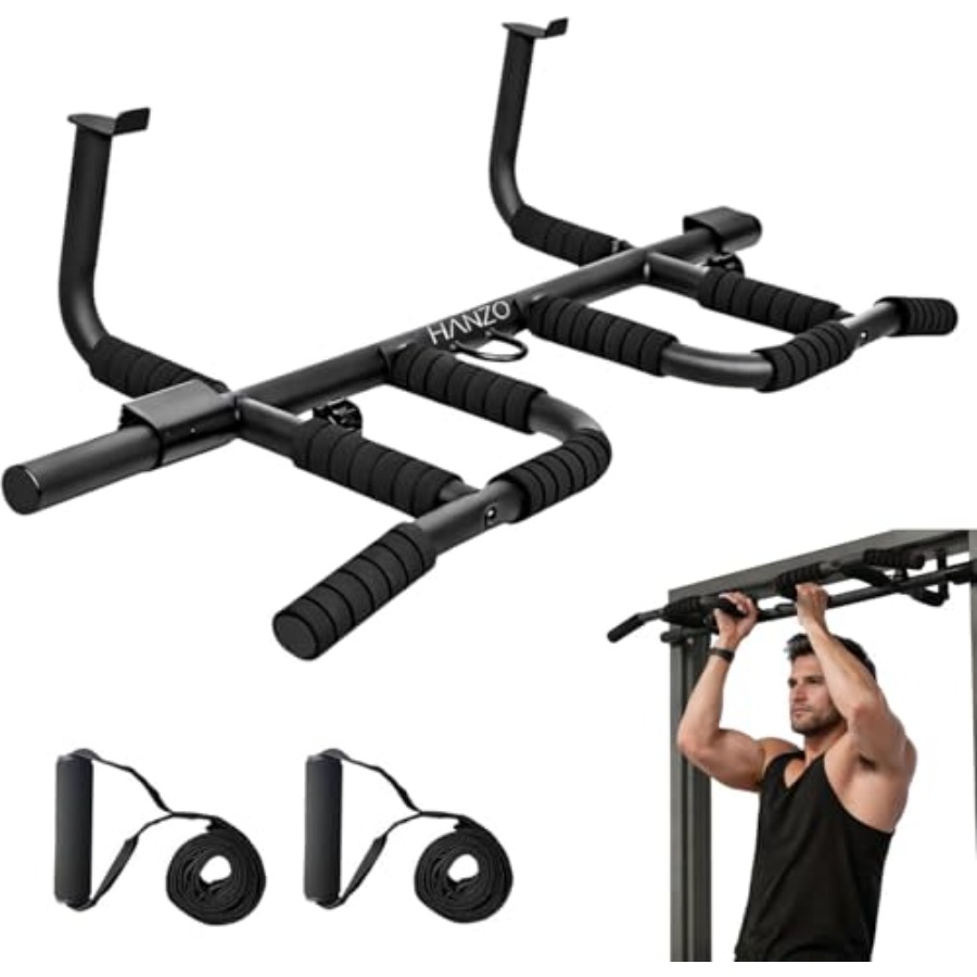 ドア枠懸垂バー セット サスペンションストラップ付き マルチ - Door Pull Up Bar No Screw のレビューと価格