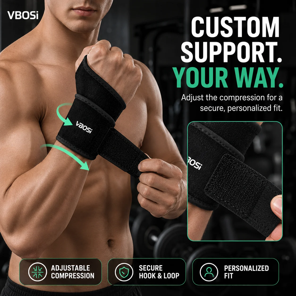 VBSOi 調節可能なリストサポートブレース 親指ループ付き - Wrist Wraps Weightlifting Support のレビューと価格