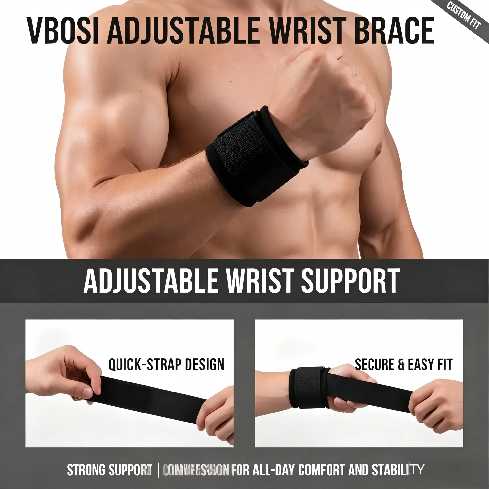 プロ仕様の通気性のあるリストラップ、調整可能な親指ループ付き - Wrist Wraps Weightlifting Support のレビューと価格