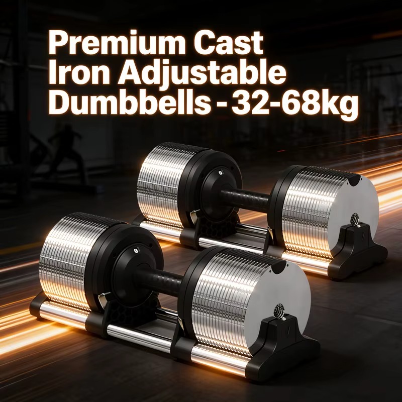 クイックリリース式32kg（70ポンド）鋳鉄製ゴム被覆塗装済 - Adjustable Dumbbell Pair 40Kg のレビューと価格